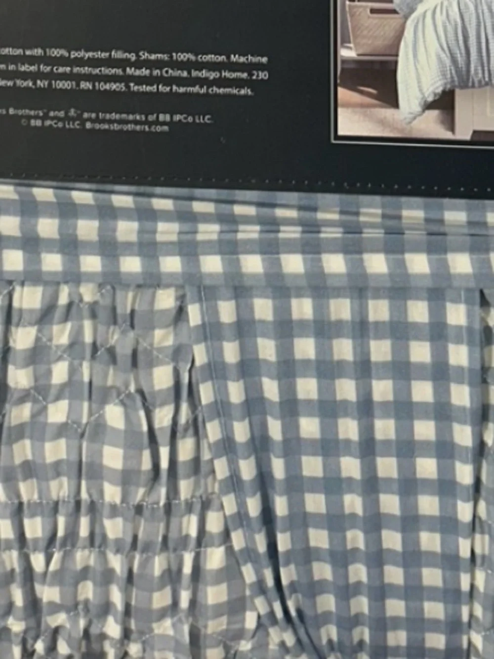 Brooks Brothers Blue and White Checkered Full/Queen Cotton Comforter Set 88”x96”